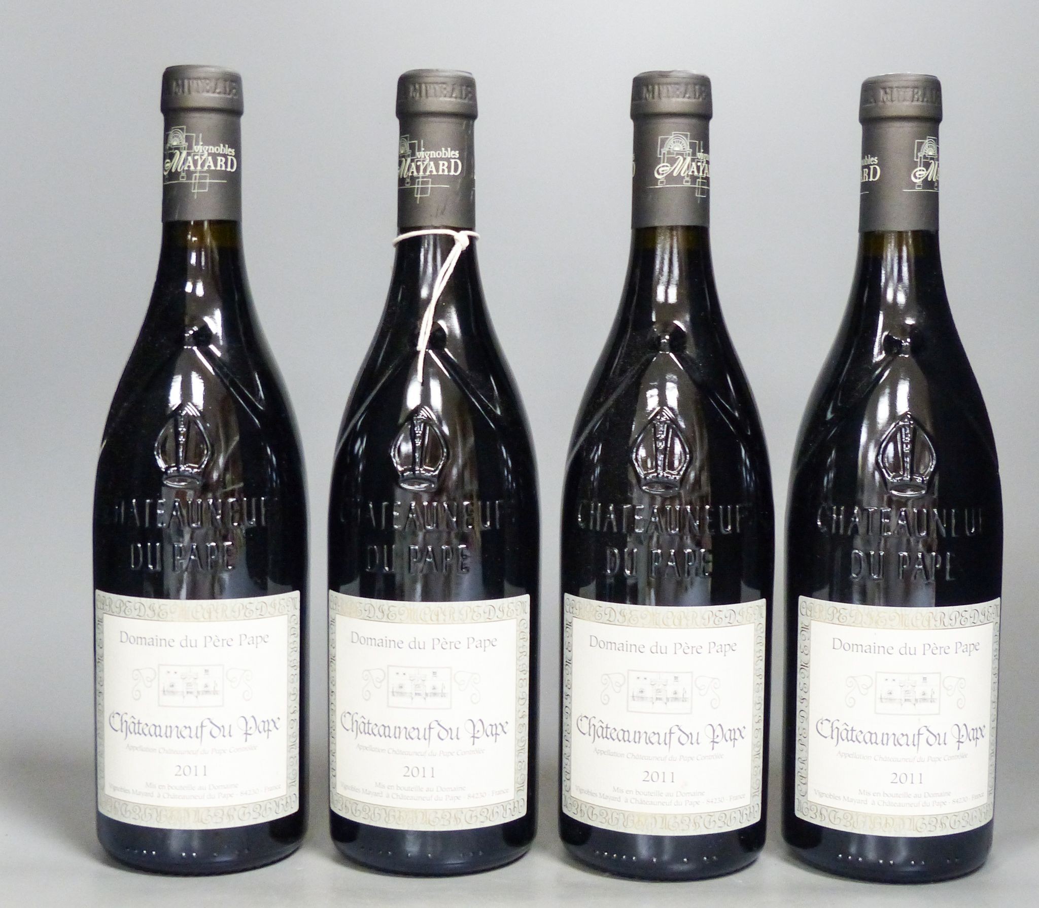 Four bottles of Vignobles Mayard Chateauneuf du Pape Pere du Pape, 2011